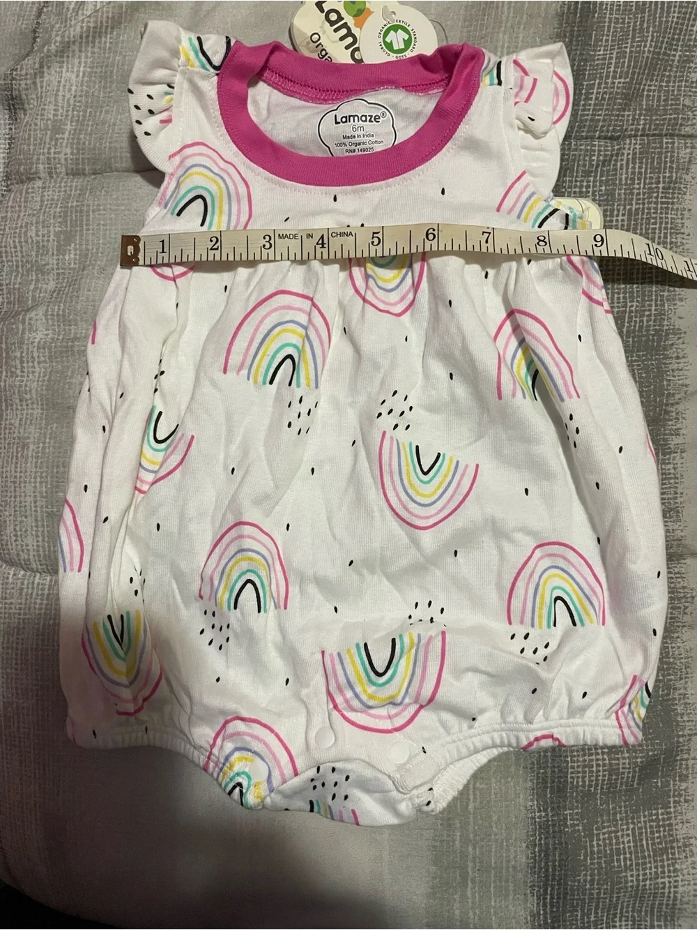 Lamaze Pink Heart Romper & White Rainbow Romper Pair